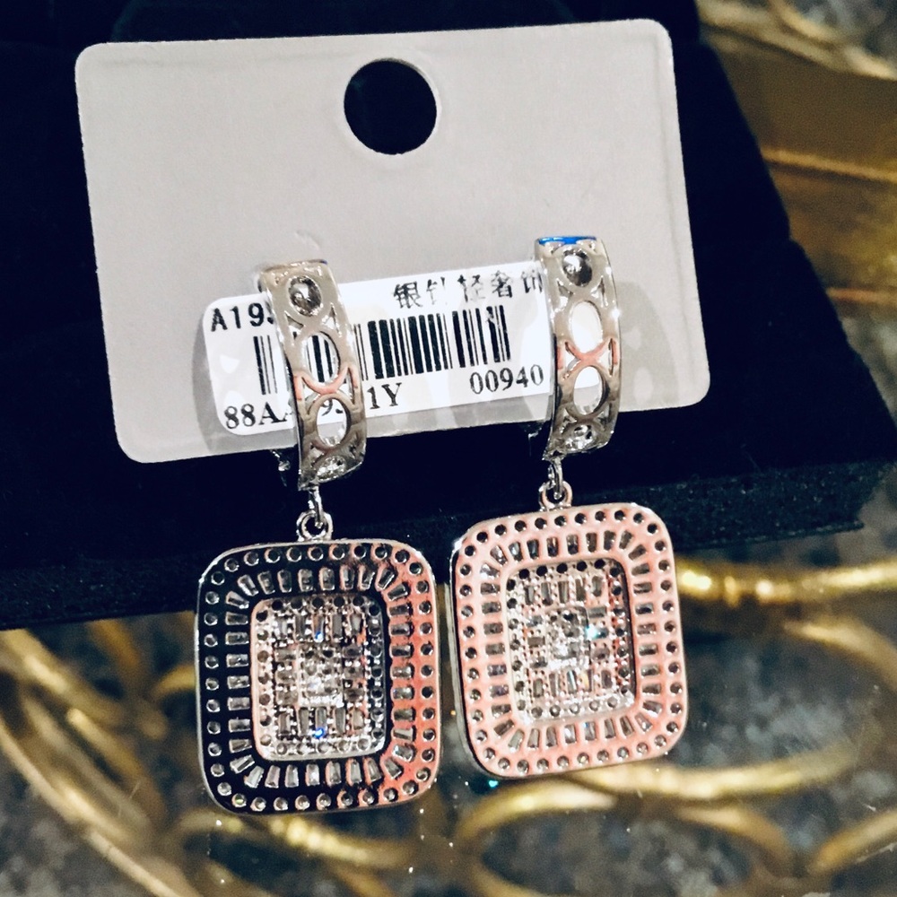 Luxury Statement Silver Diamond Simulation Hoops … - image 4